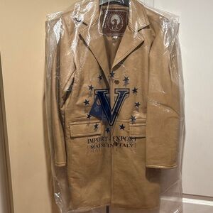 Italian Tan Leather Trench Coat